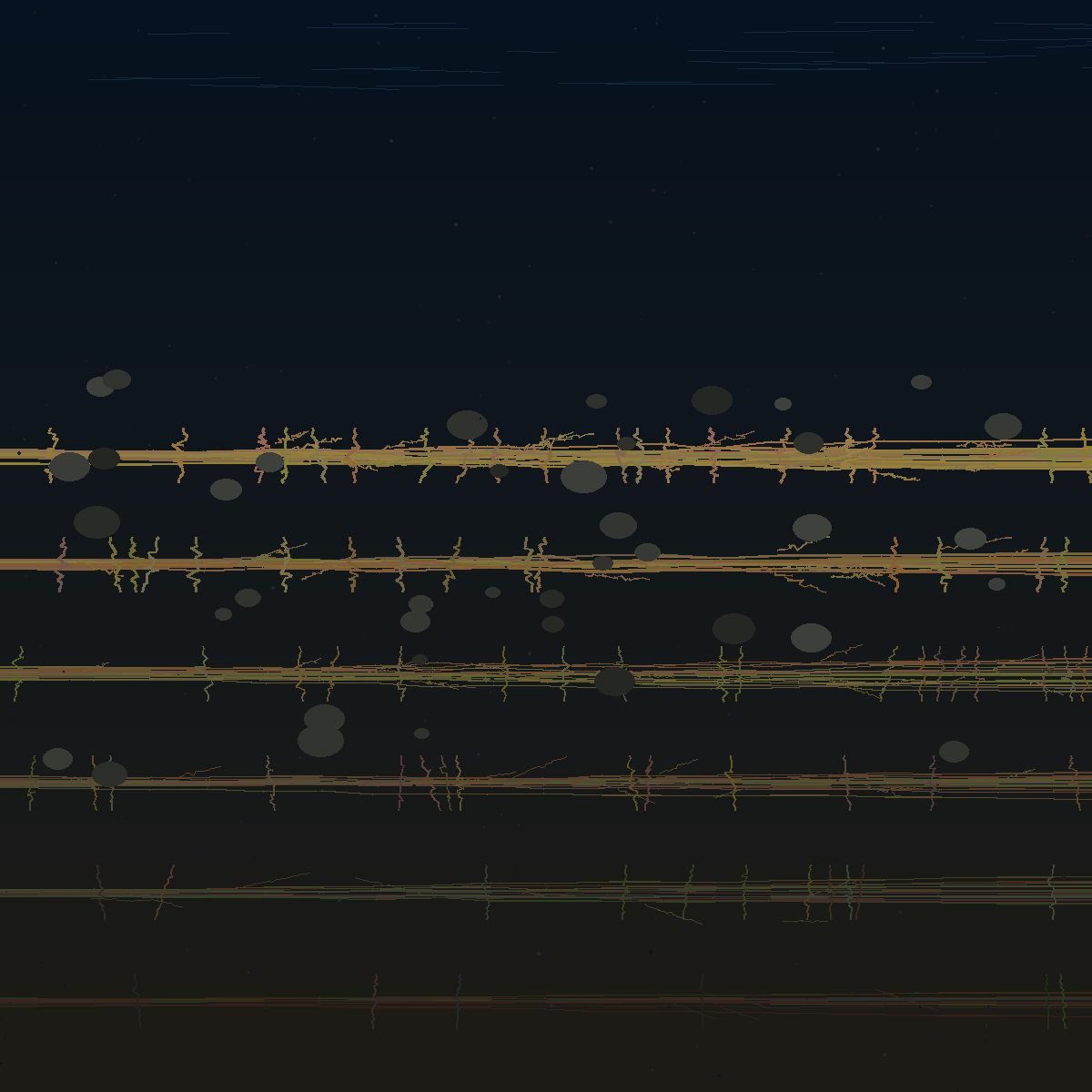 Doodle 086: Zinkstukken — six layers of woven willow descending into river darkness